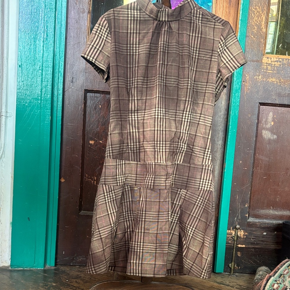 Lux Brown Plaid Mini Dress